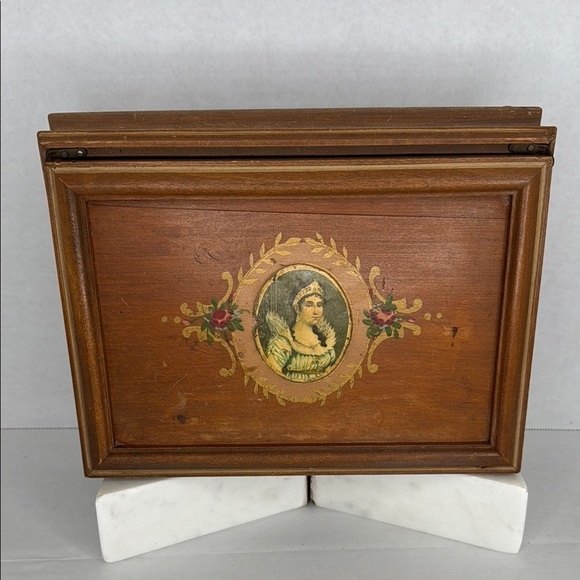 Antique Other - Antique English Victorian Hand Painted Wooden Jewelry Vanity Box